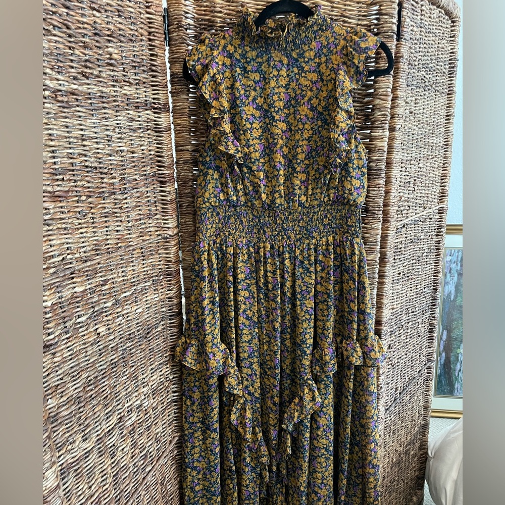 Lulu’s Floral Ruffle High Neck Maxi/Midi Dress